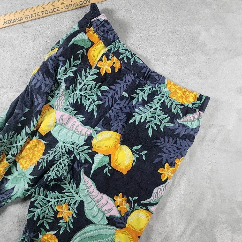Anthropologie Maeve Escape Wide Leg Pants Sz 8 Pineapple Lemon Tropical Summer
